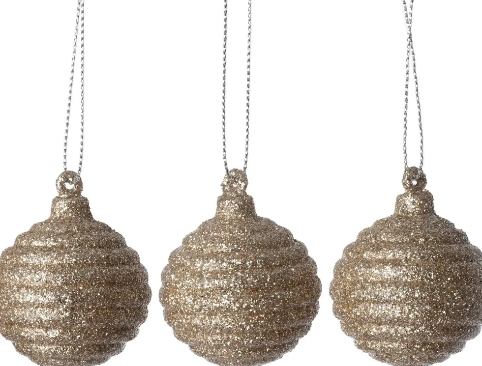 Intratuin kerstbal Borre beige D 4,5 H 5 cm 3 stuks
