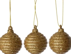 Intratuin kerstbal Borre goud D 4,5 H 5 cm 3 stuks