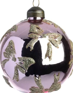 Intratuin kerstbal Bo strikjes roze / goud D 8 cm