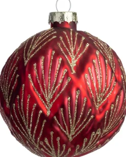 Intratuin kerstbal Cairndow rood bladeren D 8 cm