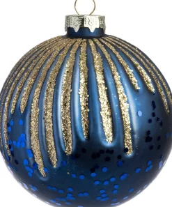 Intratuin kerstbal Cairndow blauw lijnen D 8 cm
