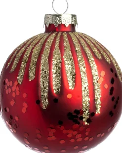 Intratuin kerstbal Cairndow rood lijnen D 8 cm