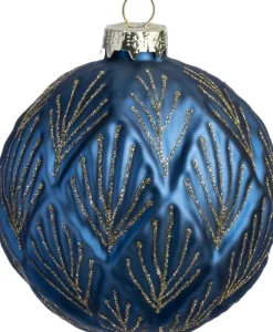 Intratuin kerstbal Cairndow blauw bladeren D 10 cm