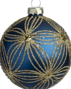 Intratuin kerstbal Cousland blauw bloem D 8 cm