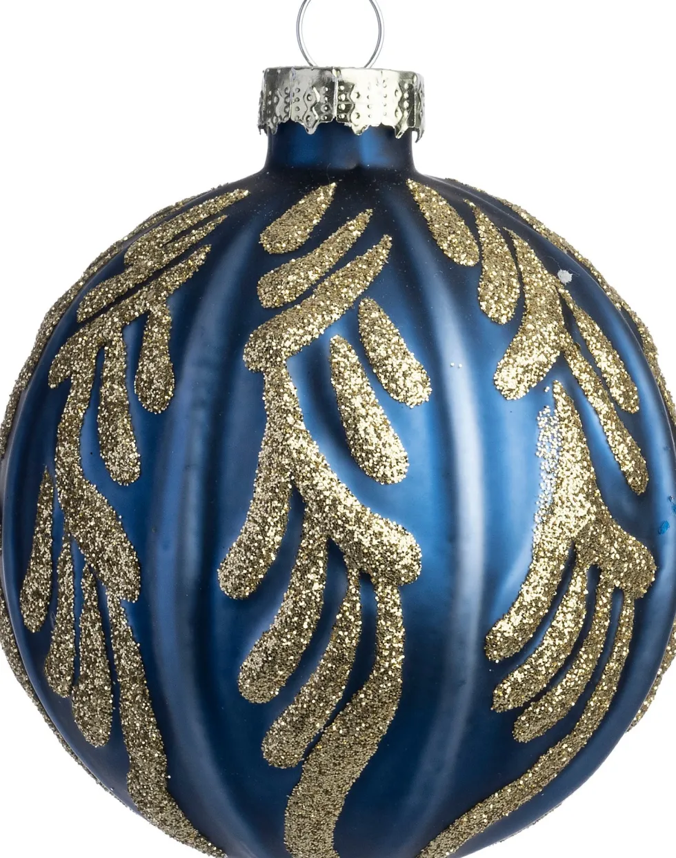 Intratuin kerstbal Cousland blauw bladeren D 10 cm