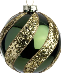 Intratuin kerstbal Cousland groen lijnen D 8 cm