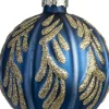 Intratuin kerstbal Cousland blauw bladeren D 8 cm