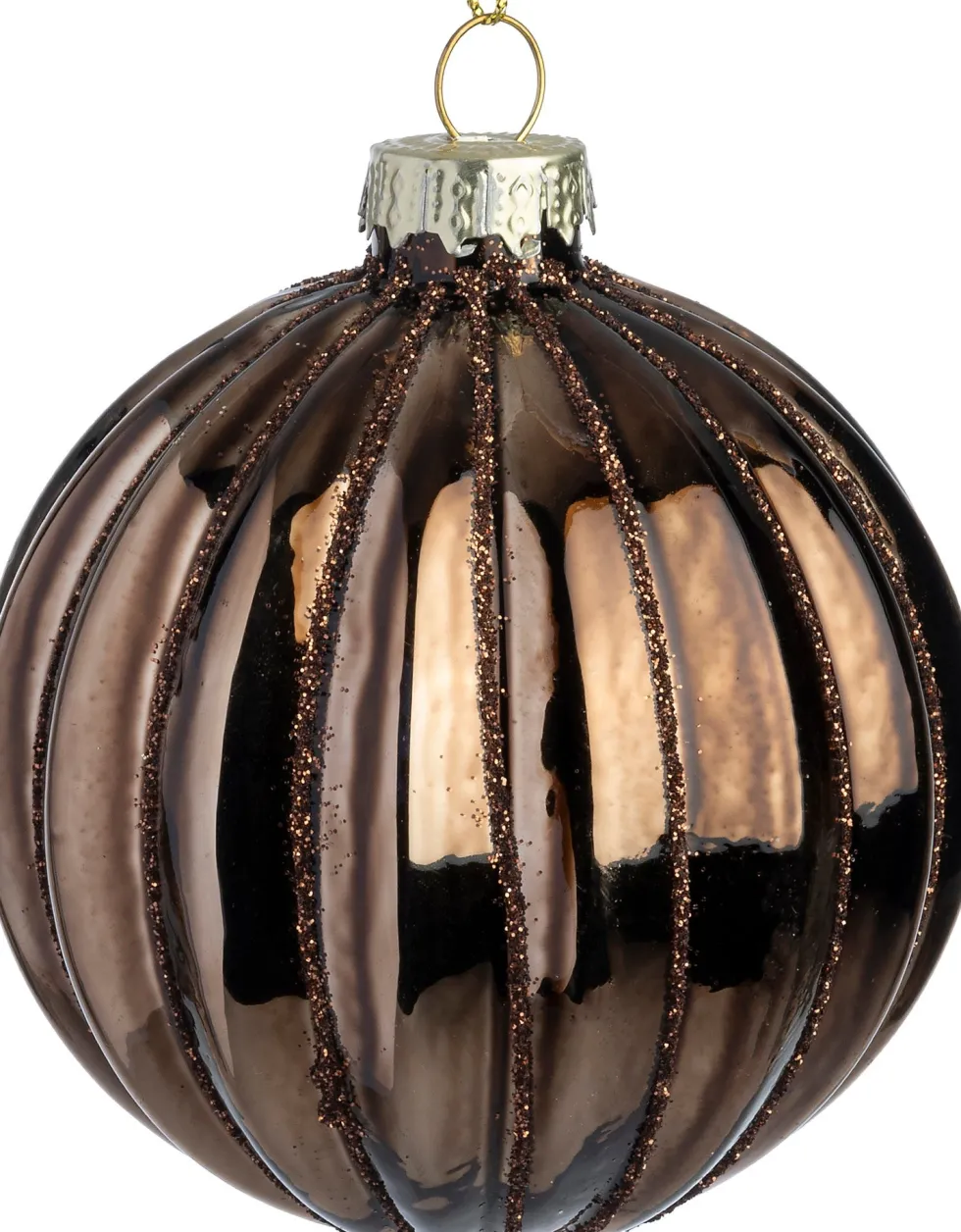 Intratuin kerstbal Davina bruin streep D 8 cm