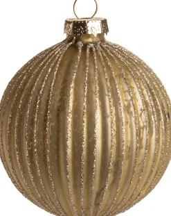 Intratuin kerstbal Deidre streep goud D 8 cm