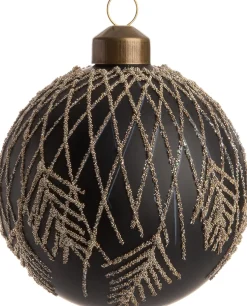 Intratuin kerstbal Dex bepareld zwart D 8 cm