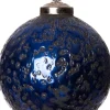 Intratuin kerstbal donkerblauw reliëf D 8 cm