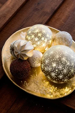 Intratuin kerstbal Drogheda wit / goud pailletten D 8 cm