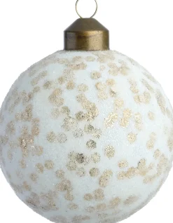 Intratuin kerstbal Drogheda wit / goud pailletten D 8 cm