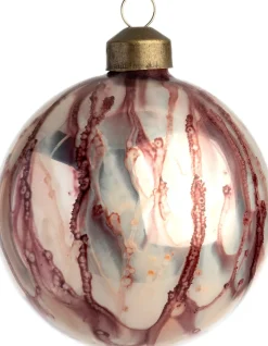 Intratuin kerstbal Dunquin wit / bordeaux D 8 cm