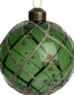 Intratuin kerstbal Eilish groen lijnen D 8 cm