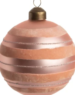 Intratuin kerstbal Elea lijnen roze D 8 cm