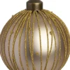 Intratuin kerstbal Endy crème / goud lijnen D 8 cm