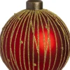 Intratuin kerstbal Endy rood lijnen D 8 cm