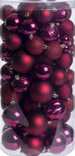 Intratuin kerstbal Flint box paars D 4 / 6 / 8 cm 100-delig