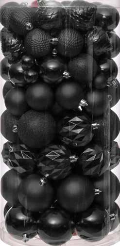 Intratuin kerstbal Flint box zwart D 4 / 6 / 8 cm 100-delig