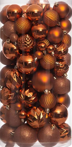 Intratuin kerstbal Flint box oranje D 4 / 6 / 8 cm 100-delig