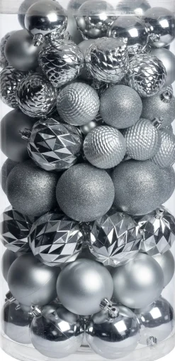 Intratuin kerstbal Flint box zilver D 4 / 6 / 8 cm 100-delig