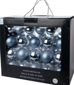 Intratuin kerstbal Gaby blauw D 5 / 6 / 7 cm 42 stuks