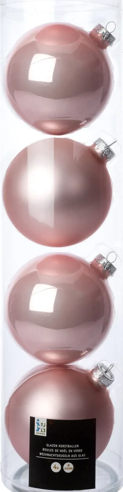 Intratuin kerstbal Gaby roze D 10 cm 4 stuks