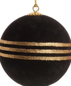 Intratuin kerstbal Gem met drie strepen zwart D 10 cm