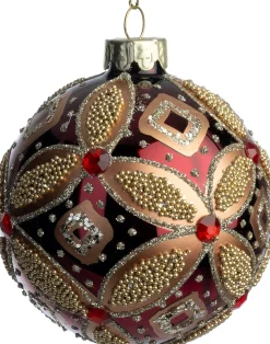 Intratuin kerstbal Glasgow rood / goud D 8 cm