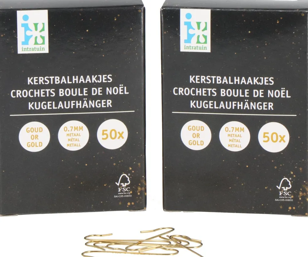 Intratuin kerstbalhaakjes goud 2 x 50 stuks