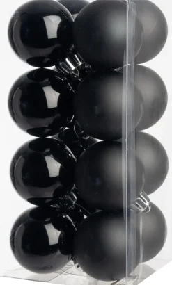 Intratuin kerstbal Iven zwart D 4 cm 16 stuks