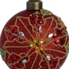 Intratuin kerstbal Jaxie rood bloem D 8 cm
