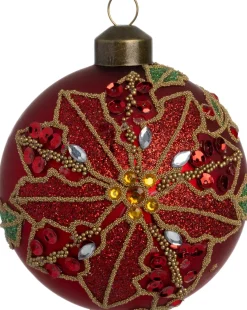 Intratuin kerstbal Jaxie rood bloem D 8 cm