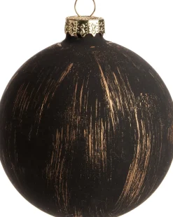 Intratuin kerstbal Josalyn streep zwart D 8 cm