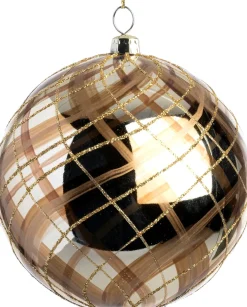 Intratuin kerstbal Joy goud /zilver tartan D 10 cm