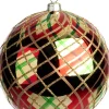 Intratuin kerstbal Joy rood / groen / goud tartan D 12 cm