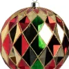 Intratuin kerstbal Joy rood / groen / goud ruit D 12 cm