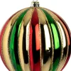 Intratuin kerstbal Joy rood / groen / goud ribbel D 10 cm