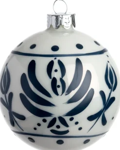 Intratuin kerstbal Kirkham deco wit / blauw D 8 cm