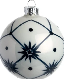 Intratuin kerstbal Kirkham ruit wit / blauw D 8 cm