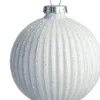 Intratuin kerstbal Larena wit ribbel D 8 cm