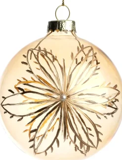 Intratuin kerstbal Lennox goud bloem D 8 cm