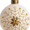 Intratuin kerstbal Mabel bloem wit / goud D 8 cm