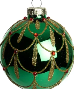 Intratuin kerstbal Maeyo groen geschulpt D 8 cm