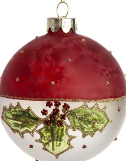 Intratuin kerstbal Maghull sneeuwvlok rood / wit D 8 cm