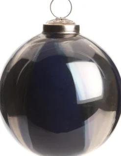 Intratuin kerstbal marmerlook donkerblauw D 12 cm