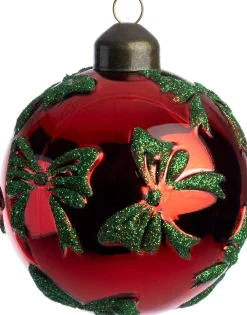 Intratuin kerstbal Megan rood strikjes D 8 cm