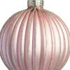 Intratuin kerstbal Milton roze mat streep D 8 cm