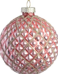 Intratuin kerstbal Milton roze mat ruit D 8 cm